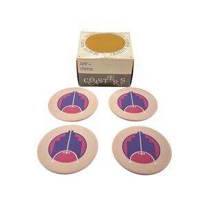 Coasters Pink Purple Set of 4 Dew Stopper Sandstone Creations USA Barware